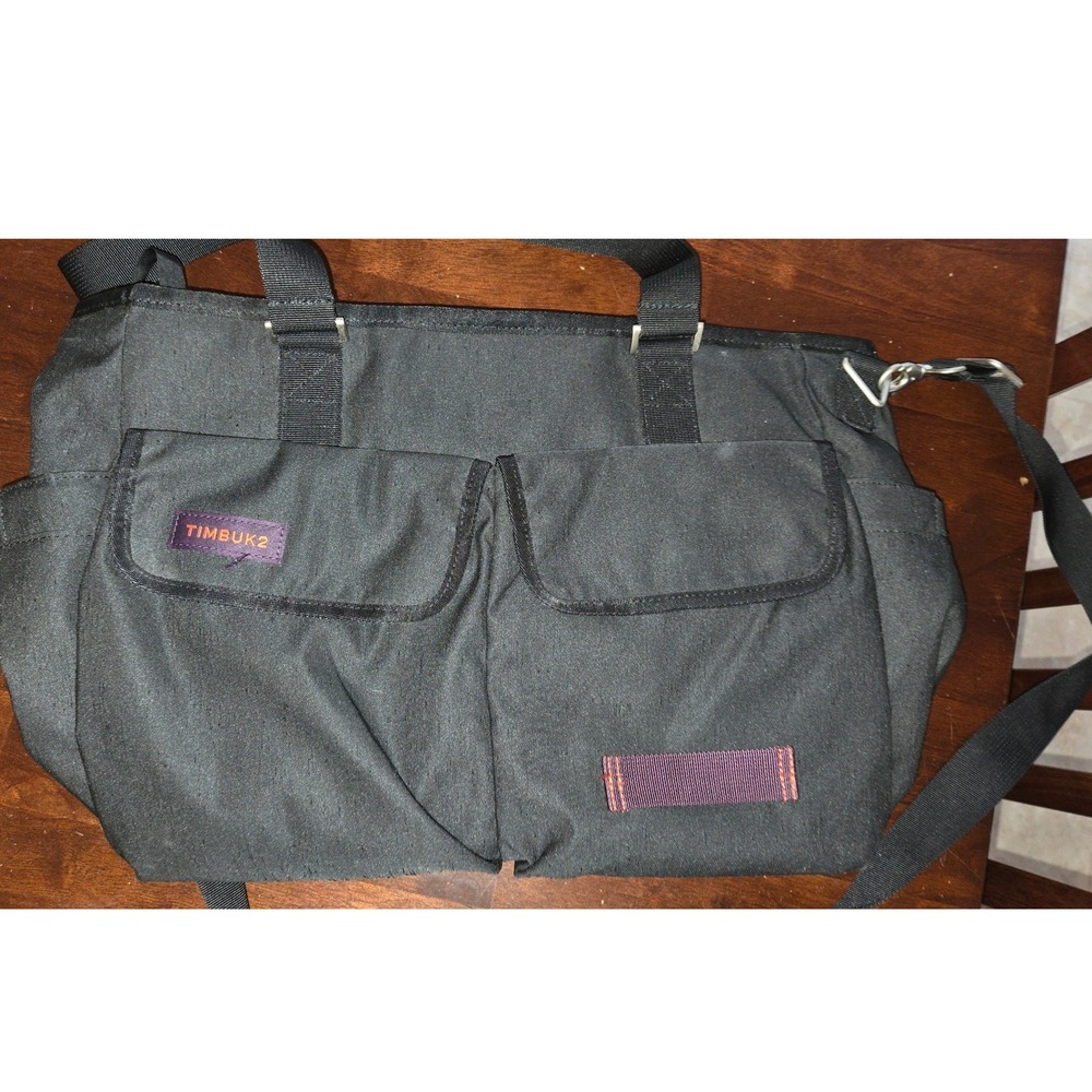 Timbuk2 Messenger Diaper Bag Black Ballistic Nylon Crossbody Tote Bag